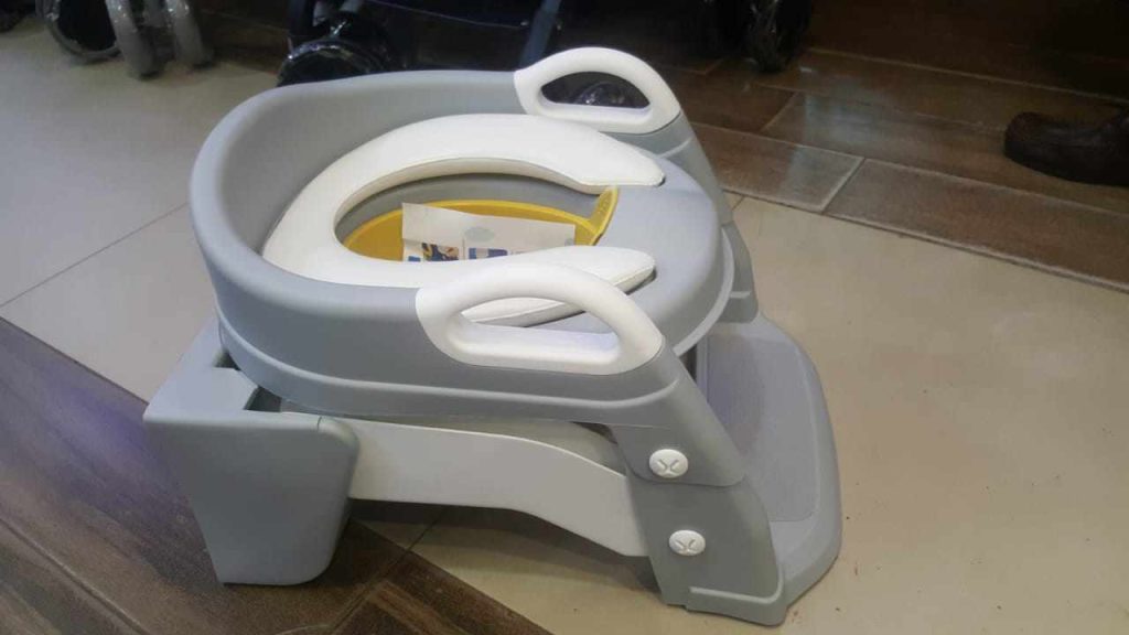 3in1 Potty Training Toilet Seat with Step Stool Ladder - Grey - Kiddyco